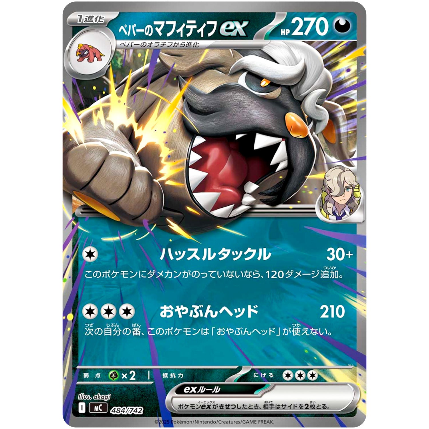 ペパーのマフィティフ ex ノーマル仕様 (484/742 スタートデッキ100 バトルコレクション【MC】)